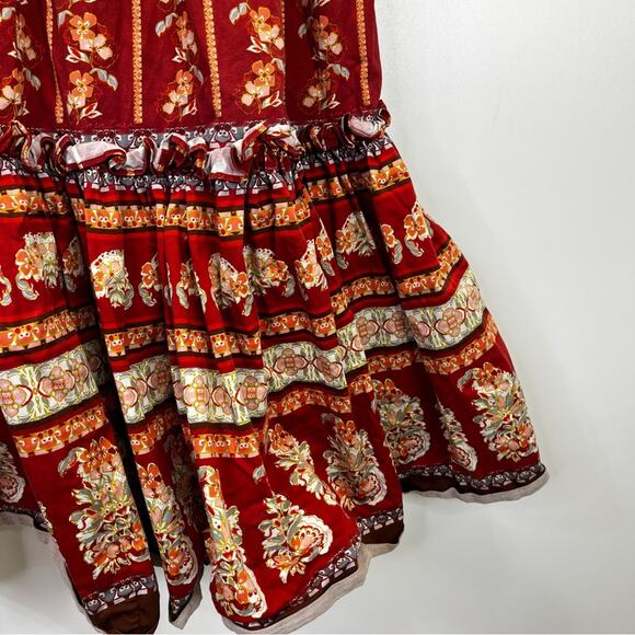 Cara Cara Red and Tan Ruffled Tiered Maxi Dress - Picture 8 of 13